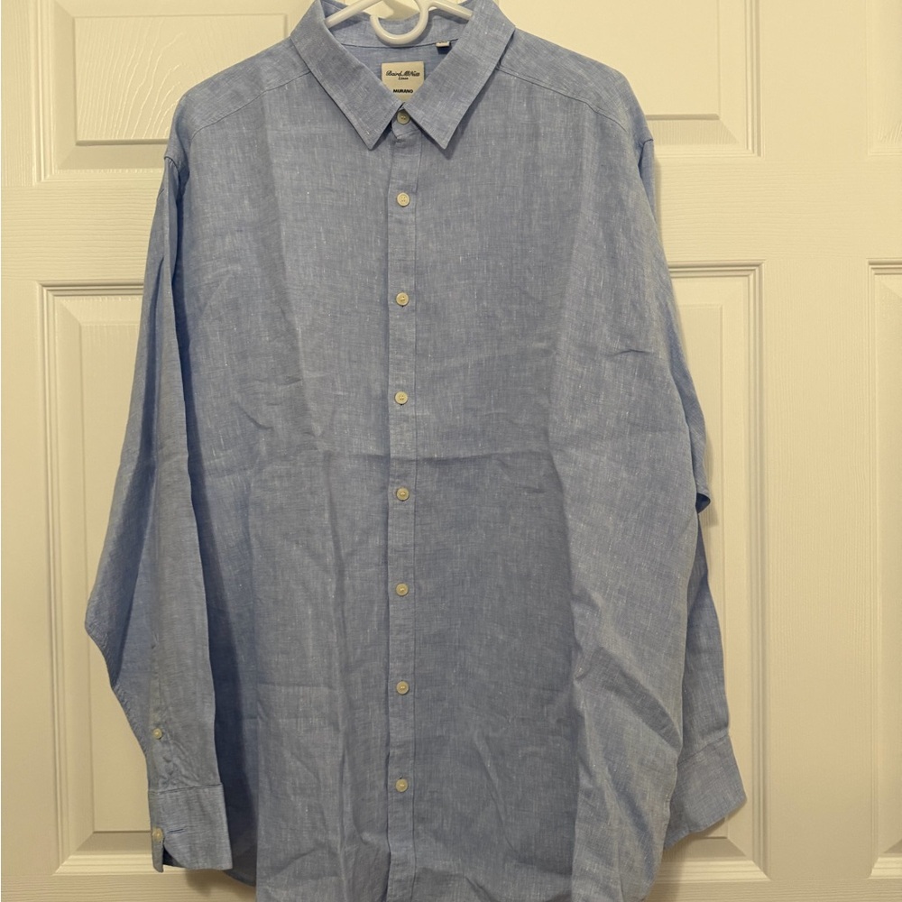 100% Linen  Light Blue Button Down Shirt